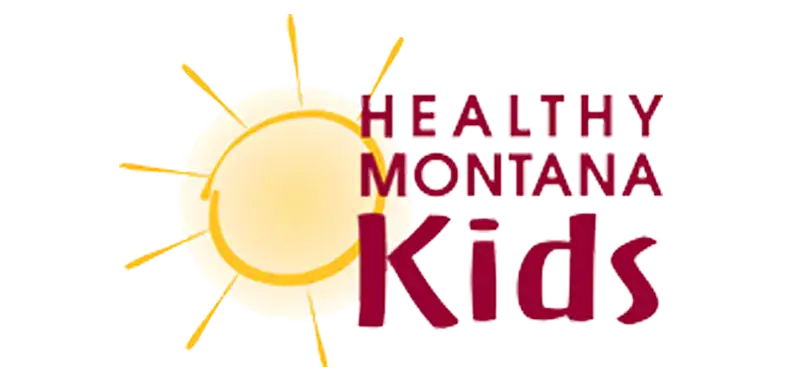 Healthy montana kids logo with sun illustration and vibrant colors, promoting childhood health and wellness programs.